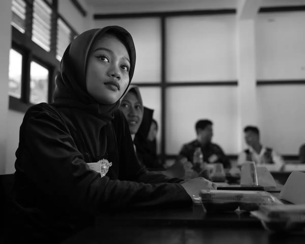 Islands, a student at her desk